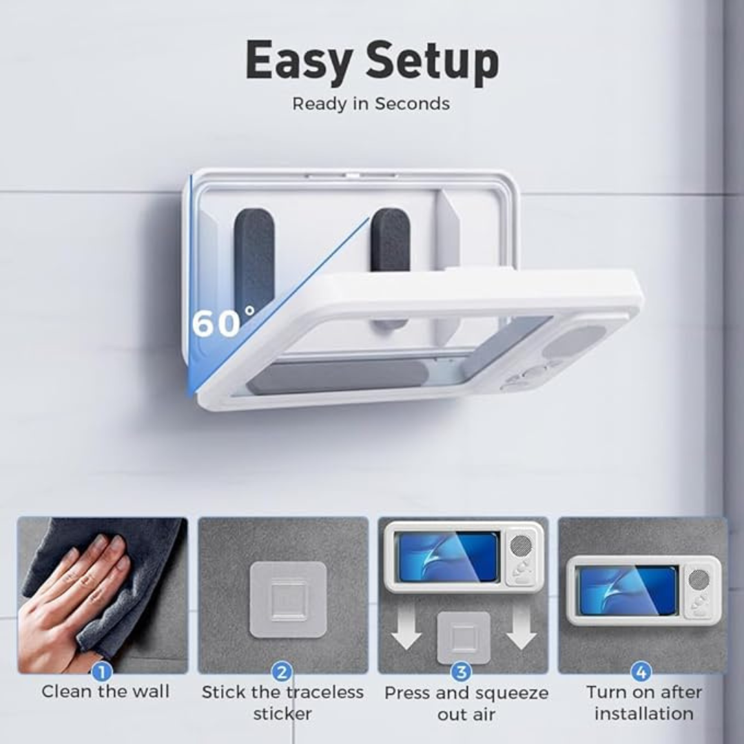 Waterproof Shower Phone Holder with Bluetooth Speaker